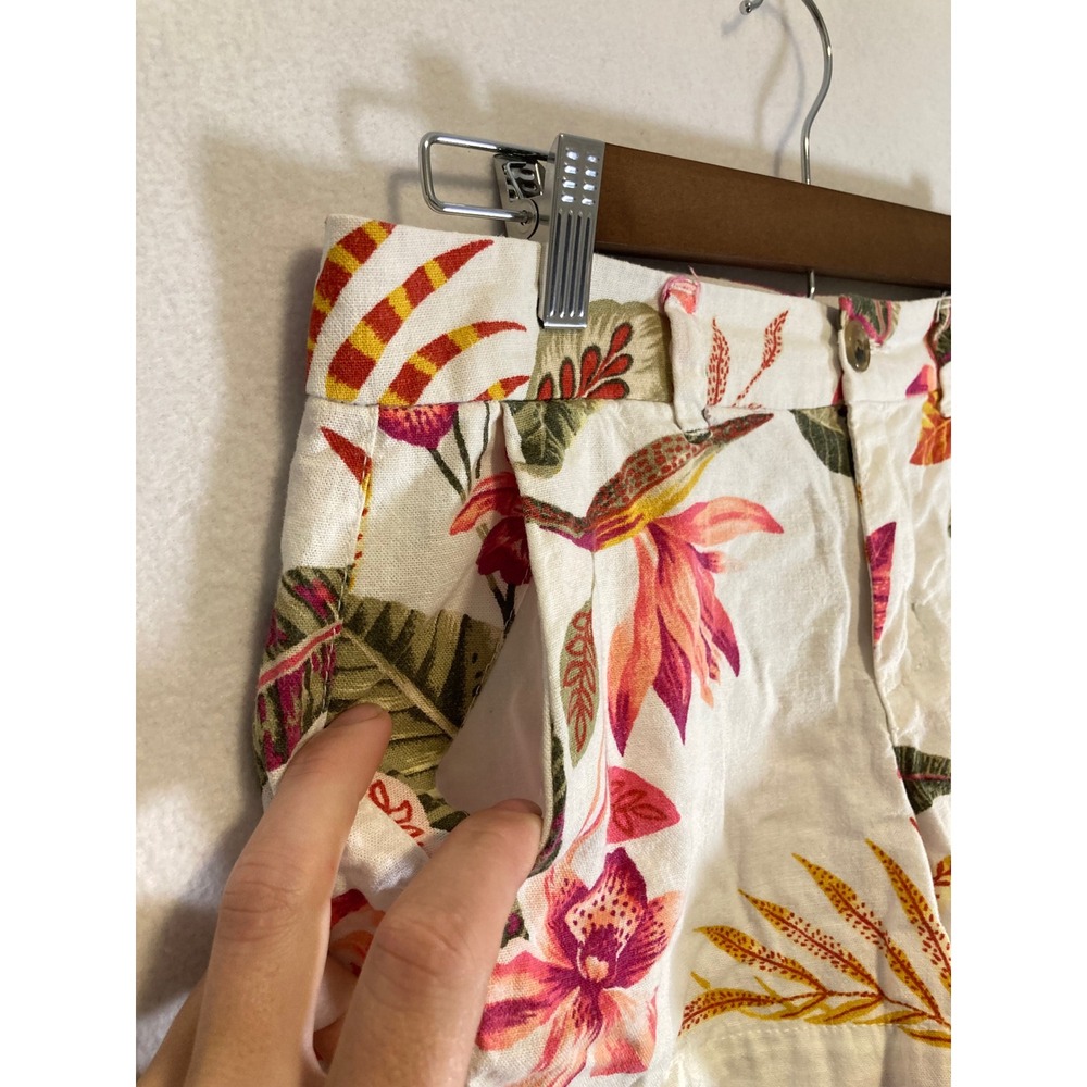 Tropical Floral Old Navy Women 0 White Linen Blend Mid-Rise Everyday Shorts - Picture 4 of 9